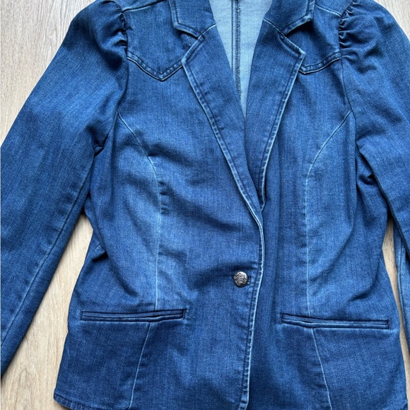 INC International Concepts Women’s Puff Sleeve Denim Blazer - Picture 9 of 9